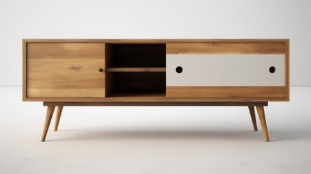 wooden cabinet with drawers in the room. 3d renderingの素材