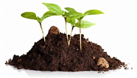 Green seedling illustrating concept of new life and good investment in agricultureの素材