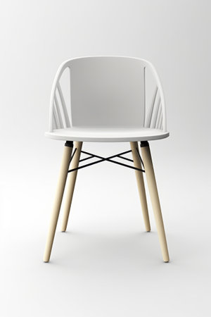 3d rendering of a white chair isolated in white studio background.の素材
