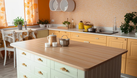 Modern kitchen interior design. Furniture and kitchen utensils.の素材
