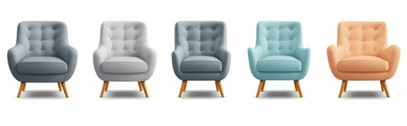 Set of armchairs. Isolated on white background. Vector illustration.の素材