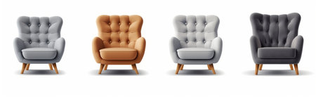 Comfortable leather armchairs in different colors. Vector realistic illustration.の素材