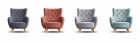 Vector set of armchairs in different colors isolated on white background.の素材