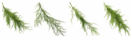 Set of fresh dill isolated on white background. Top view.の素材