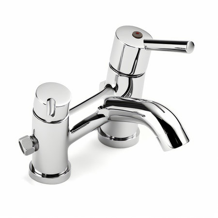Faucet isolated on a white background. 3d render.の素材