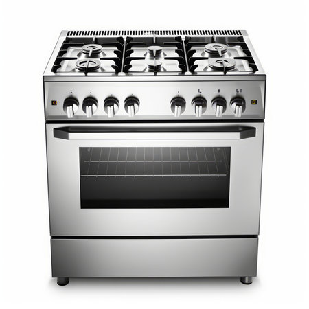 Stainless steel gas stove on a white background. 3d renderingの素材