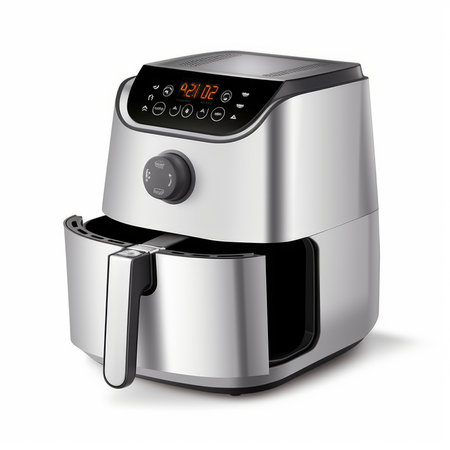 Modern electric coffee machine isolated on white background. 3d rendering.の素材