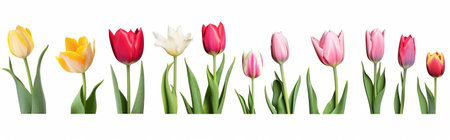 Set of tulips isolated on white background. EPS10 vector file includedの素材