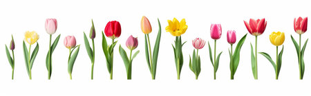 Tulips set isolated on white background. Vector illustration. EPS 10の素材
