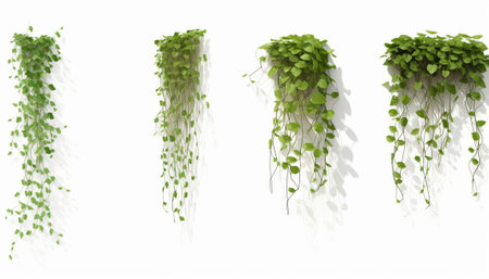 3d rendering of green plants isolated on white background with shadow.の素材