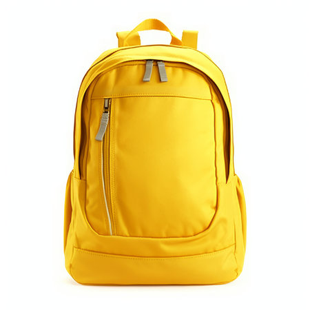 Yellow School Backpack on a white background. 3d Renderingの素材