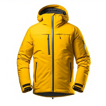 Men's yellow jacket isolated on white background. Windbreaker jacket.の素材