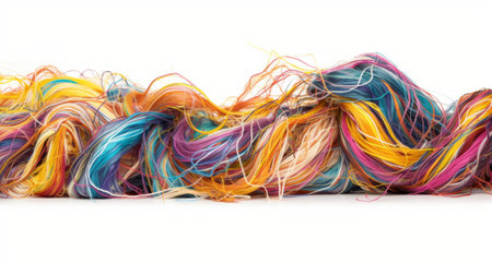 Colorful yarn for embroidery isolated on a white background.の素材