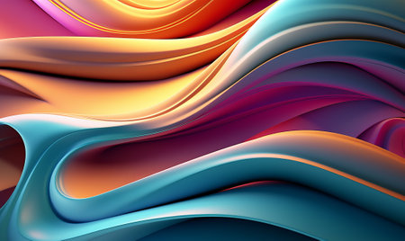 abstract background with smooth lines in blue, orange and pink colorsの素材