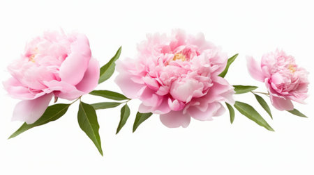 pink peony flowers isolated on white background. studio shot.の素材