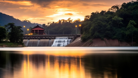 Landscape view of Mae Ngat Somboon Chon dam, Thailandの素材