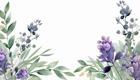 Beautiful vector card with watercolor flowers. Hand drawn illustration.の素材