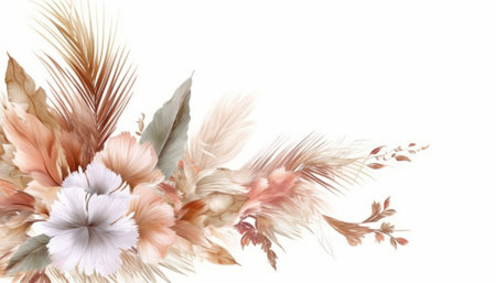 Bouquet of dried flowers isolated on white background. Watercolor illustration.の素材