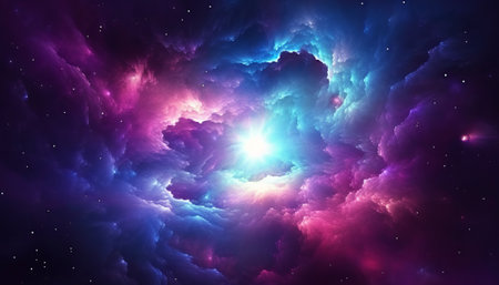Abstract space background, star field and nebula, computer-generated image.の素材