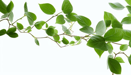 Green leaves isolated on white background with copy space for your text.の素材