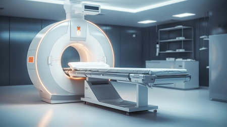 CT or tomography scanner in modern hospital room. 3d renderingの素材