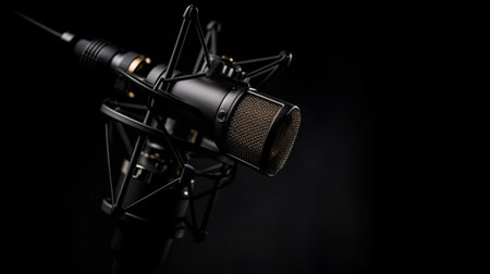 Microphone on a black background. Microphone on a black background.の素材
