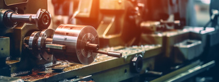 The CNC lathe machine cutting the metal parts. The hi-precision CNC milling machine.の素材