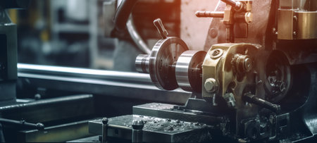 Lathe machine. CNC lathe machine. Industrial lathe.の素材