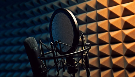Audio recording studio professional microphone for voice-overs, singing and voice-overs.の素材