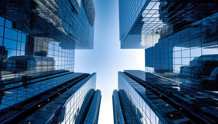 Skyscrapers in the city. Business concept. 3d renderingの素材