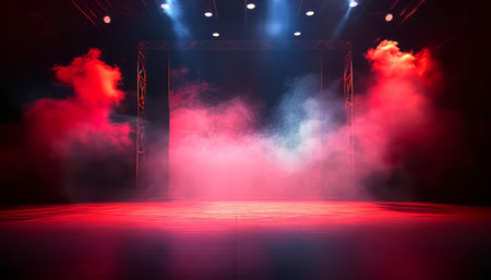 Stage Spotlight with Laser rays and smoke, Stage Spotlight with Laser rays, Stage Backgroundの素材