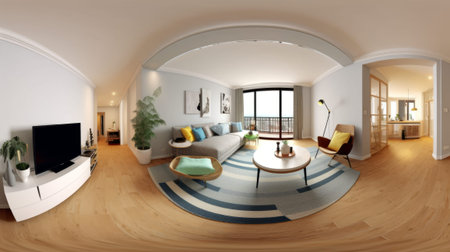Interior of a modern living room 3d render. 3d illustrationの素材