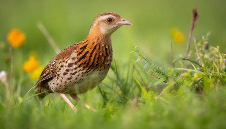 A female Red-throated Crake (Rufous-throated Crake) in the grass.の素材