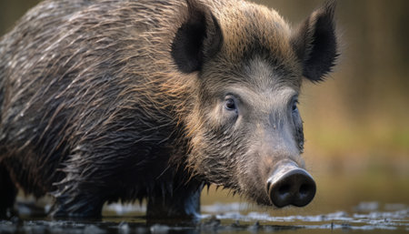 Wild boar (Sus scrofa) in the nature habitatの素材
