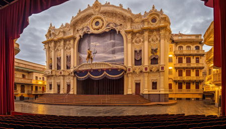 View of the main stage of the National Theatre of India in Mumbai, Indiaの素材
