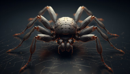 Spider on a black background. 3d illustration. 3d renderingの素材