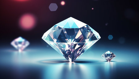 diamond on black background with bokeh effect. 3d renderingの素材
