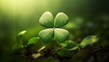Clover leaf on nature background. St.Patrick's Dayの素材