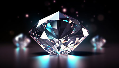 Diamond on black background. 3d illustration. 3d rendering.の素材