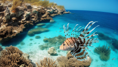Lionfish at the bottom of a tropical coral reef in the Red Seaの素材