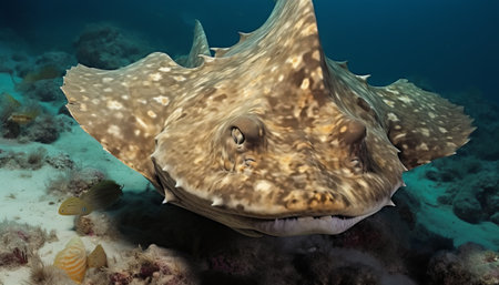 Tropical stingray on a coral reef in the Red Seaの素材