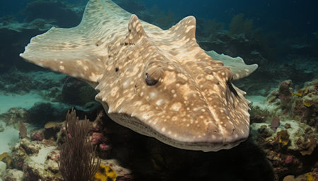 Tropical stingray on a coral reef in the Red Seaの素材