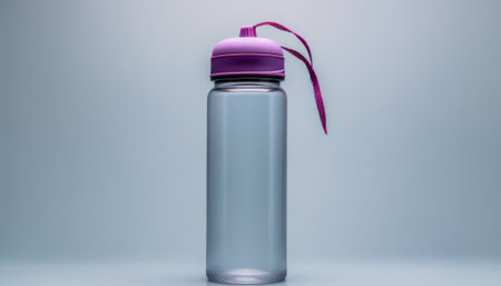 Plastic water bottle mockup on grey background. 3D renderingの素材
