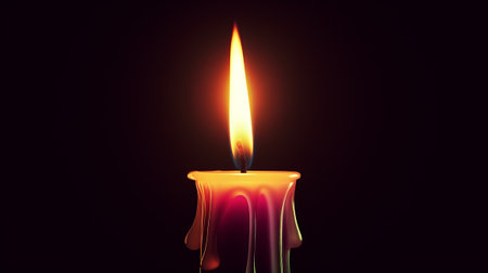 Candle flame on a black background. 3d rendering, 3d illustration.の素材
