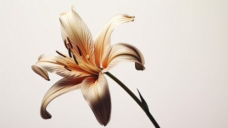 Beautiful lily on a white background, close-up.の素材