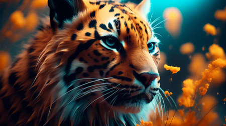 Beautiful tiger in the wild. 3D illustration. Toned.の素材