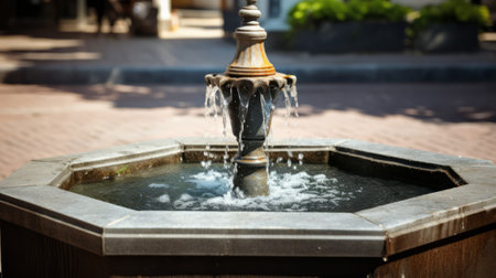 Fountain in the garden. Selective focus. Shallow depth of field.の素材