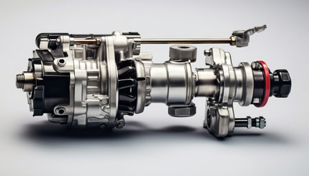 car engine on a gray background. close-up. 3d renderingの素材