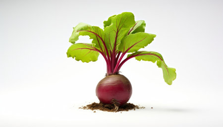 beetroot with soil isolated on a white background. studio shotの素材