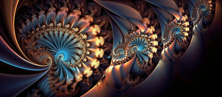 Abstract fractal. Fractal art background for creative design. Decoration for wallpaper, desktop, poster, cover booklet. Print for clothes, t-shirt. Creative illustration for designの素材